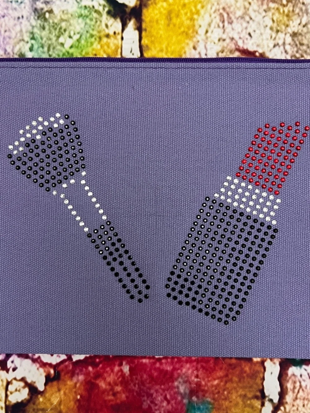 Purple Glam Bag Rhinestone Zipper Pouch [42R]